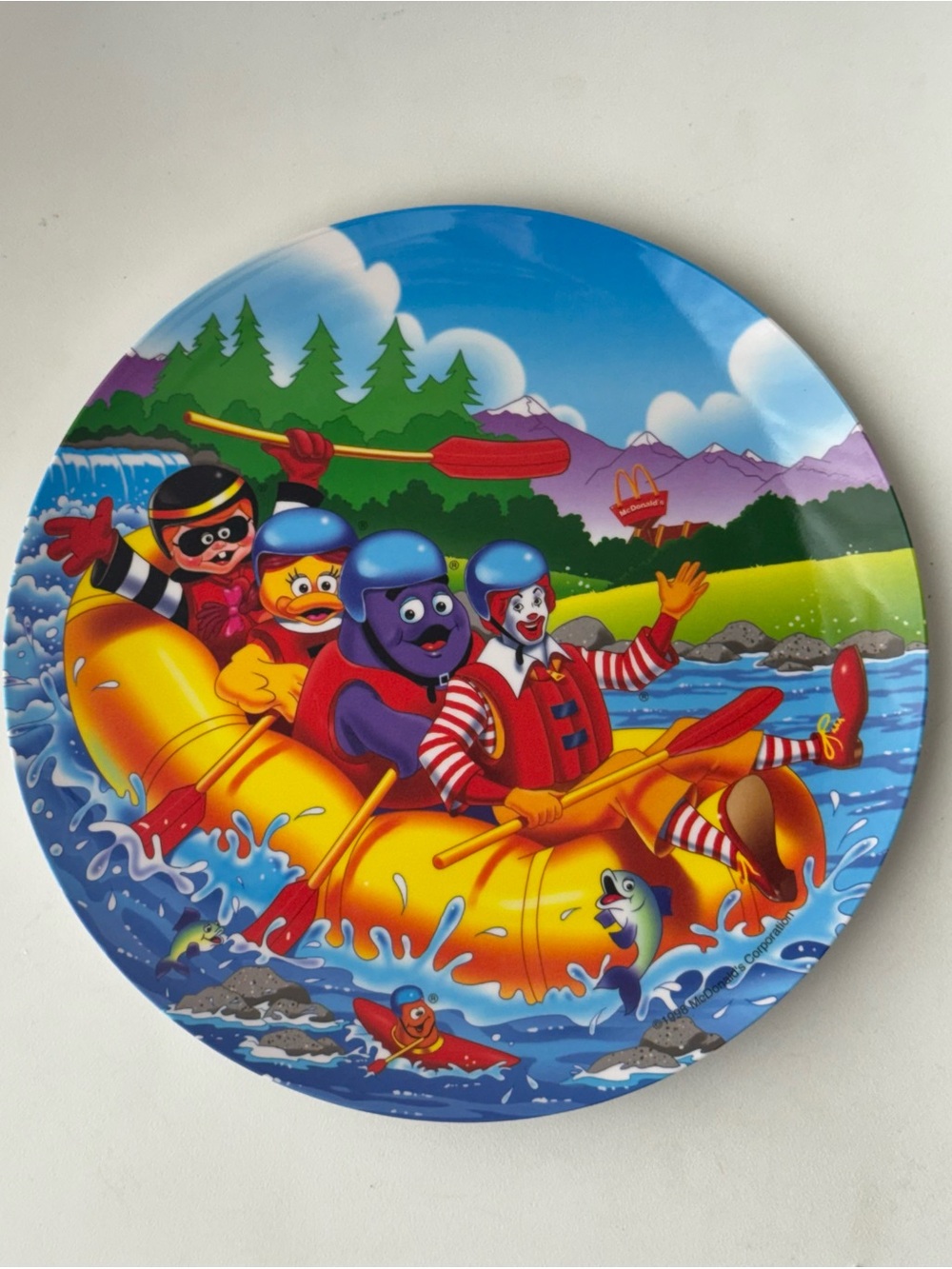 1998 McDonalds Vintage 9.5"Plate Rafting Ronald McDonald Grimace Hamburglar